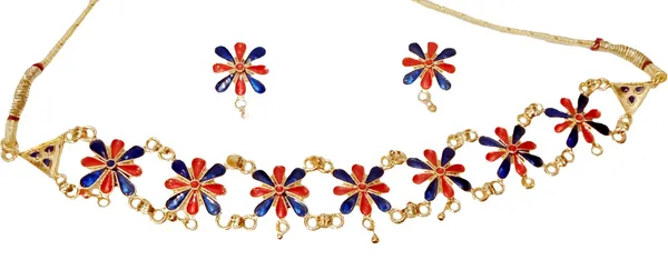 Assamese_Traditional_Gold_Plated_Red_Blue_Colour_Golpata_Necklace_Set_For_Women